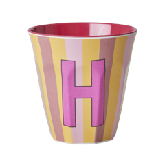 Rice - Melamine Cup with the Letter H - Pink and Red - Medium