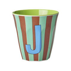 Rice - Melamine Cup with the Letter J - Blue and Green - Medium - 250 ml