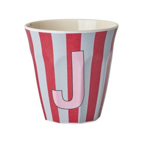 Rice - Melamine Cup with the Letter J - Red and Pink - 250 ml