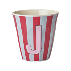 Rice - Melamine Cup with the Letter J - Red and Pink - 250 ml