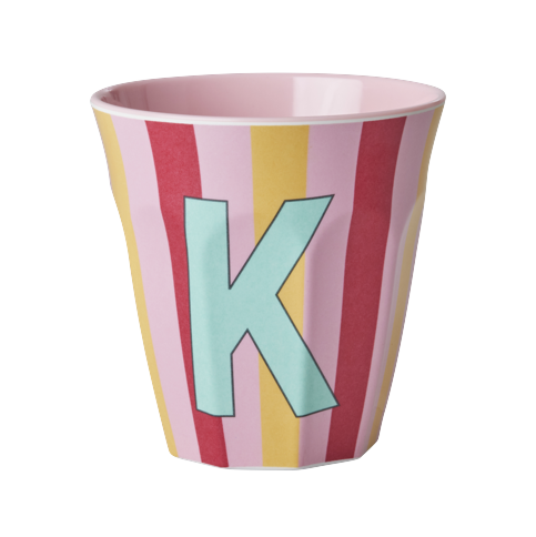 Rice - Melamine Cup with the Letter K - Pink and Red - Medium - 250 ml