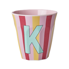 Rice - Melamine Cup with the Letter K - Pink and Red - Medium - 250 ml