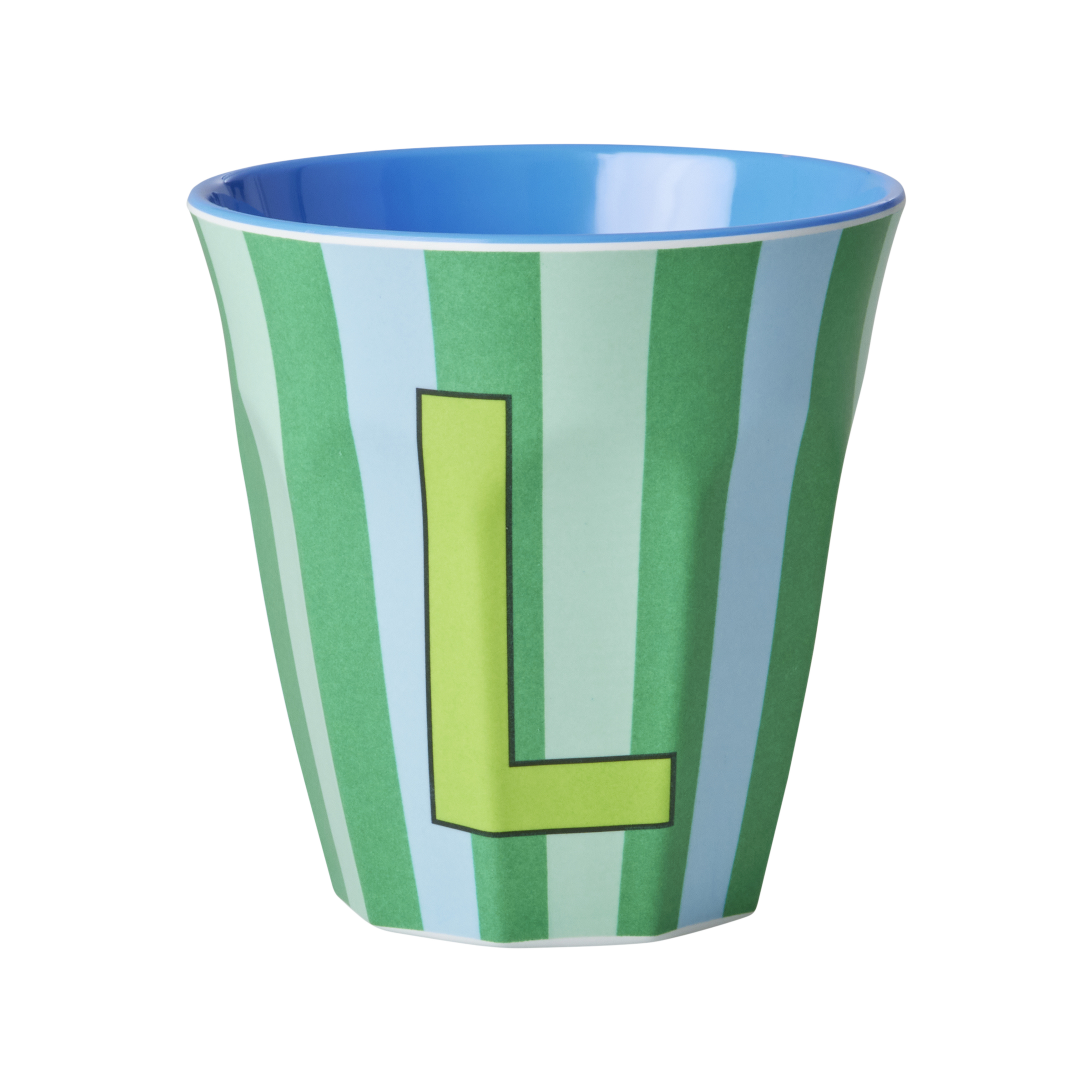 Rice - Melamine Cup with the Letter L - Blue and Green - Medium - 250 ml