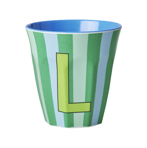 Rice - Melamine Cup with the Letter L - Blue and Green - Medium - 250 ml