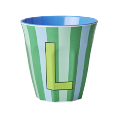 Rice - Melamine Cup with the Letter L - Blue and Green - Medium - 250 ml