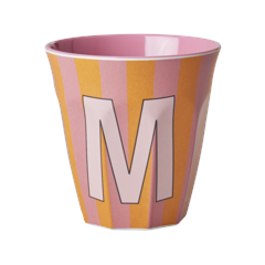Rice - Melamine Cup with the Letter M - Pink and Orange - Medium