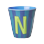Rice - Melamine Cup with the Letter N - Blue and Green - Medium