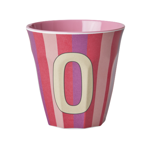 Rice - Melamine Cup with the Letter O - Pink and Red - Medium - 250 ml