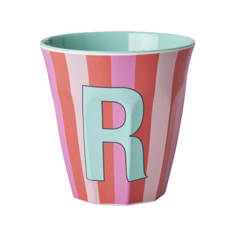Rice - Melamine Cup with the Letter R - Pink and Red - Medium
