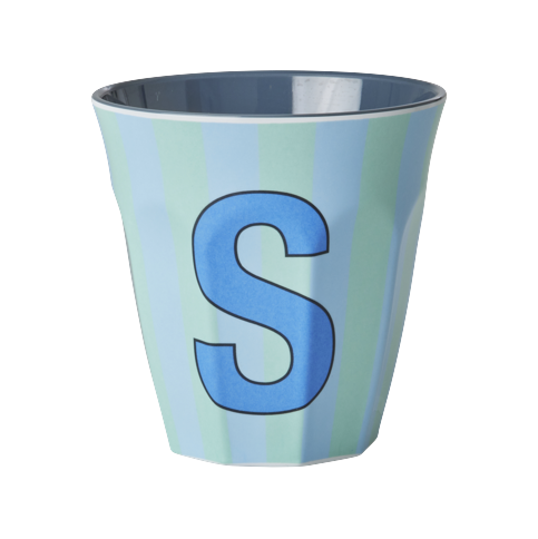 Rice - Melamine Cup with the Letter S - Blue - Medium