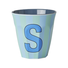 Rice - Melamine Cup with the Letter S - Blue - Medium