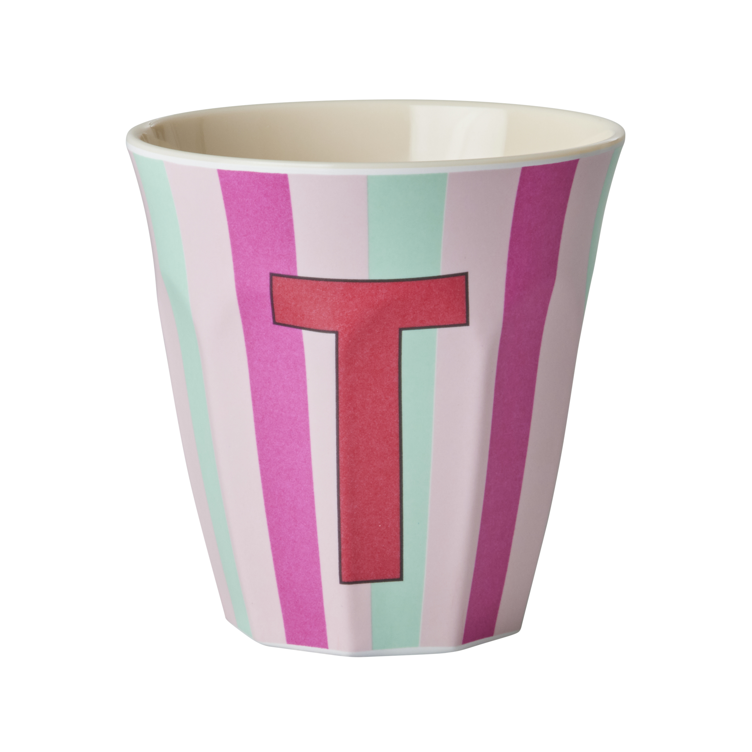 Rice - Melamine Cup with the Letter T - Pink and Red - 250 ml