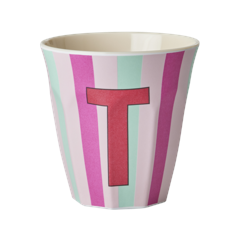Rice - Melamine Cup with the Letter T - Pink and Red - 250 ml