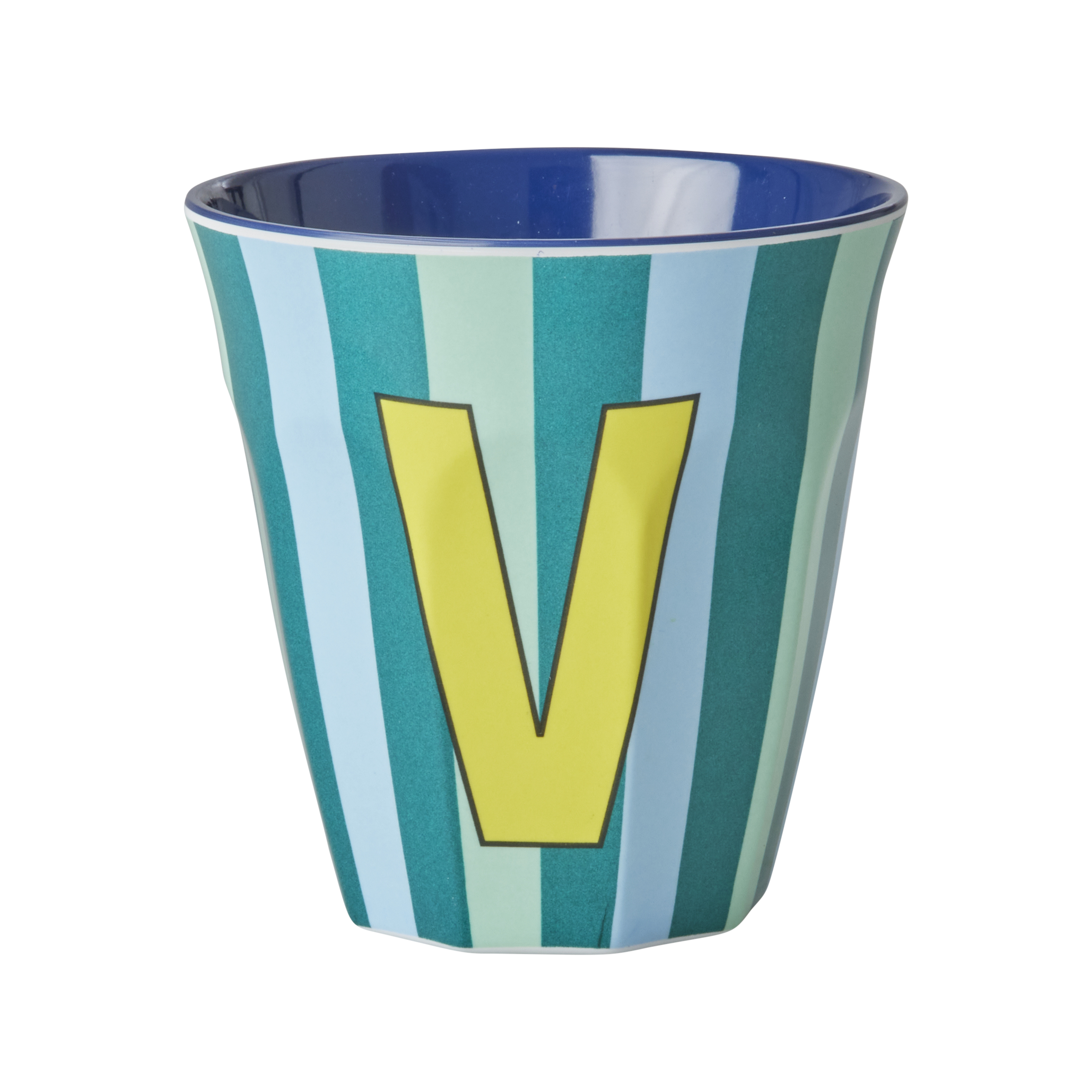 Rice - Melamine Cup with the Letter V - Blue and Green - Medium - 250 ml