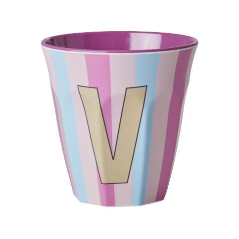 Rice - Melamine Cup with the Letter V - Pink - Medium