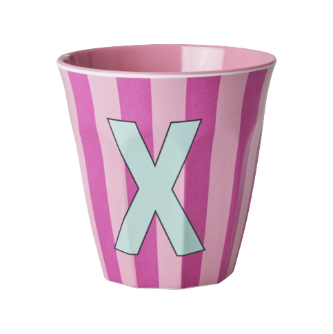 Rice - Melamine Cup with the Letter X - Pink and Blue - 250 ml
