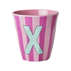 Rice - Melamine Cup with the Letter X - Pink and Blue - 250 ml