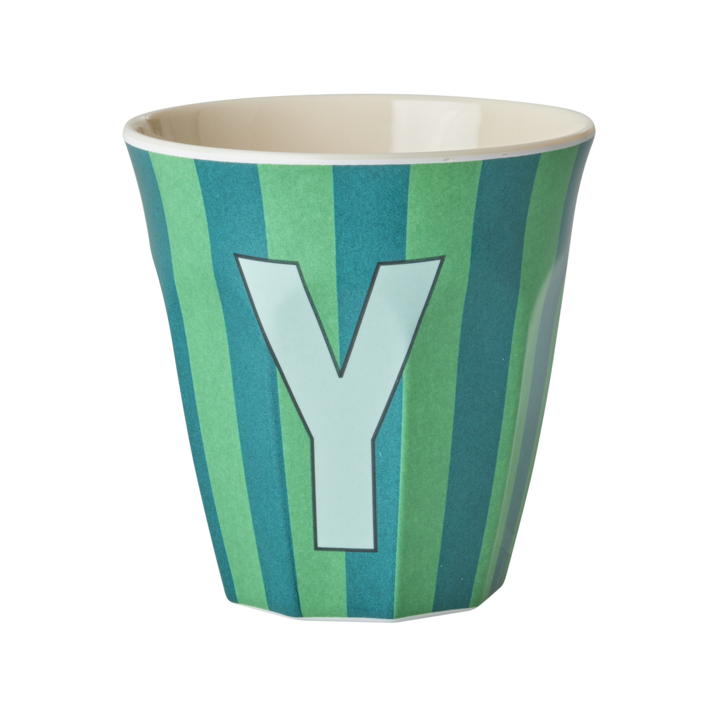 Rice - Melamine Cup with the Letter Y - Blue and Green - Medium
