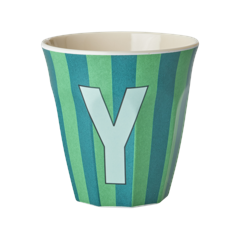 Rice - Melamine Cup with the Letter Y - Blue and Green - Medium