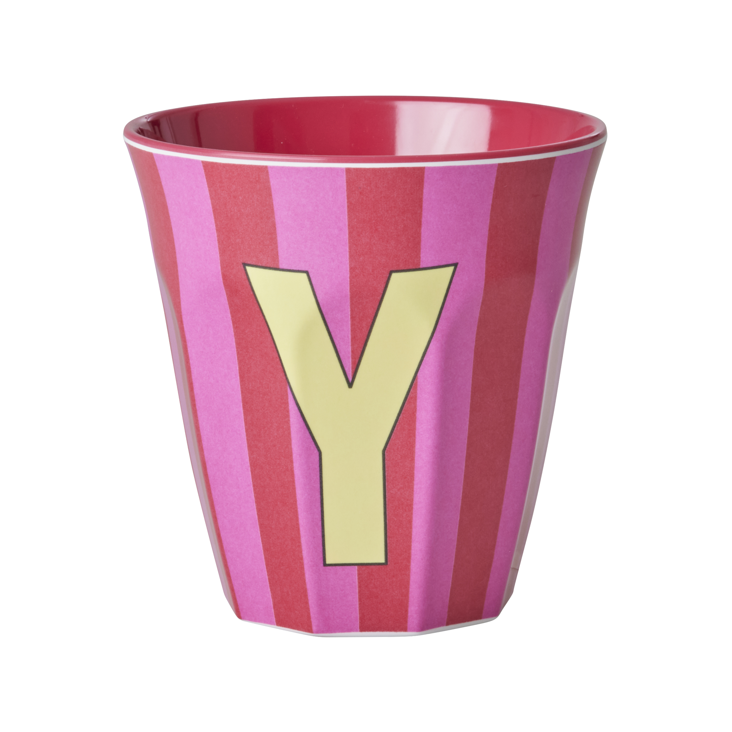 Rice - Melamine Cup with the Letter Y - Red and Pink - Medium