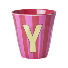 Rice - Melamine Cup with the Letter Y - Red and Pink - Medium