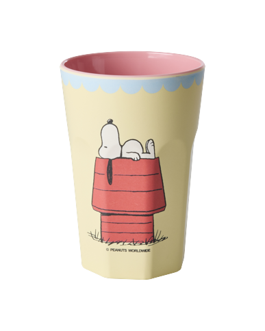 Rice - Melamine Cup with Cream Snoopy Print - Cream and Yellow - 400 ml