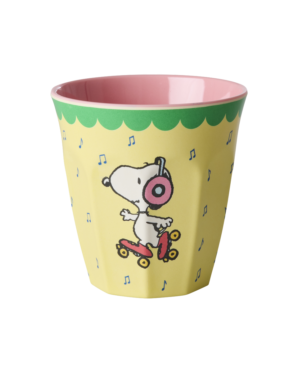 Rice - Melamine Cup with Snoopy Print - Yellow and Pink - Medium - 250 ml