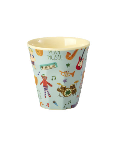 Rice - Melamine Kids Cup with Blue Music Band Print - Mint - Small