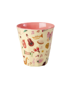 Rice - Melamine Kids Cup with Music Band Print - Pink - Small - 160 ml