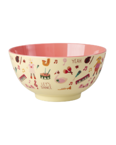 Rice - Melamine Bowl with Pink Music Band Print - Pink - 300 ml