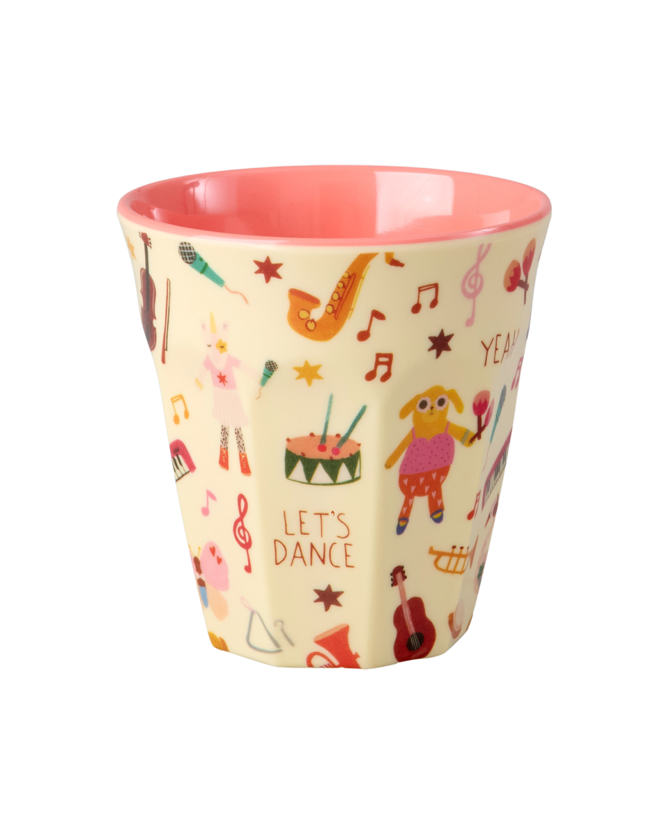 Rice - Melamine Cup with Pink Music Band Print - Pink - Medium