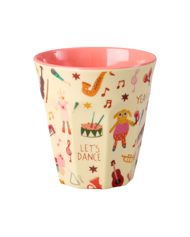Rice - Melamine Cup with Pink Music Band Print - Pink - Medium