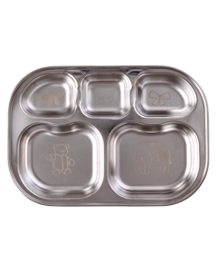 Rice - Stainless Steel 5 Room Plate with Fun Fair Laser Print - Pink