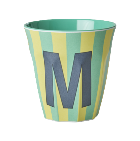 Rice - Melamine Cup with the Letter M - Blue and Green - Medium - 250 ml
