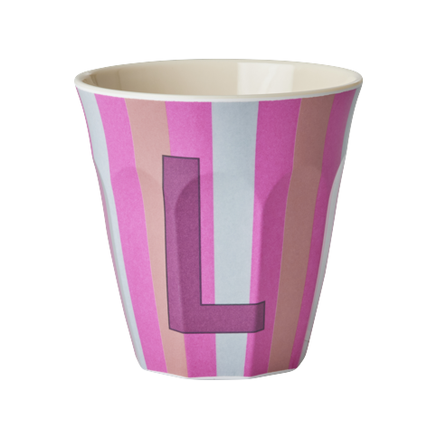 Rice - Melamine Cup with the Letter L - Pink - Medium