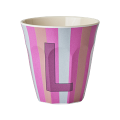 Rice - Melamine Cup with the Letter L - Pink - Medium