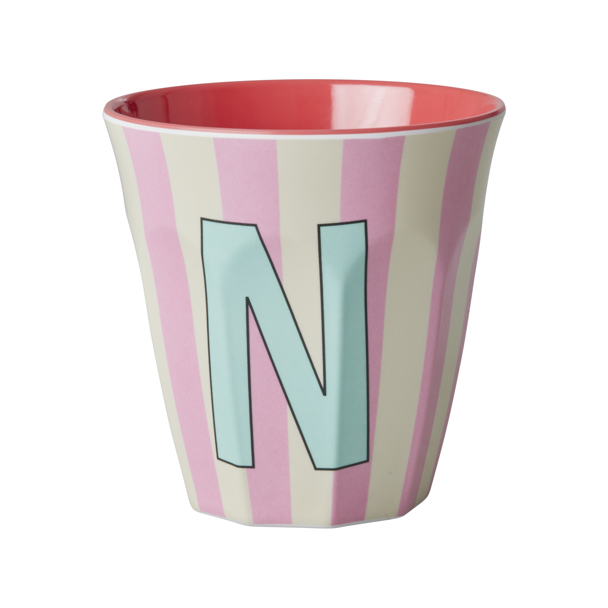 Rice - Melamine Cup with the Letter N - Blue and Pink - Medium - 250 ml