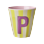 Rice - Melamine Cup with the Letter P - Pink and Yellow - Medium