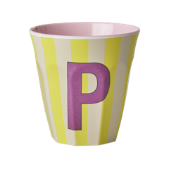 Rice - Melamine Cup with the Letter P - Pink and Yellow - Medium
