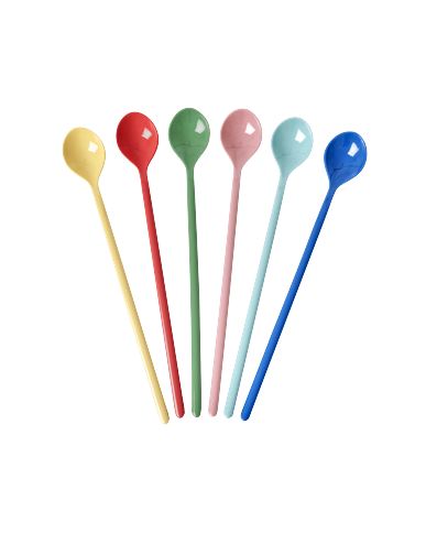 Rice - Melamine Latte Spoons - Assorted Solid Colors - Set of 6