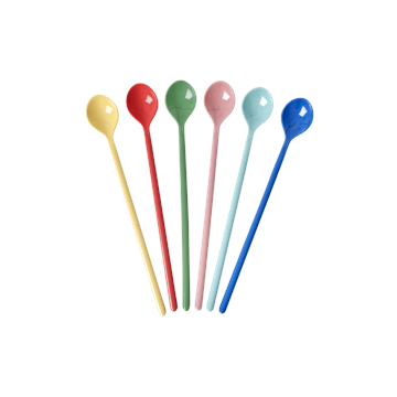 Rice - Melamine Latte Spoons - Assorted Solid Colors - Set of 6