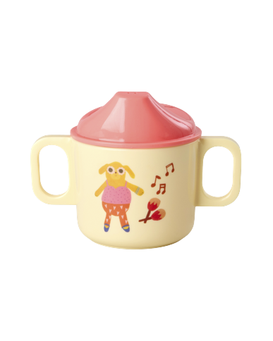 Rice - Melamine 2 Handle Baby Cup with Music Band Print - Pink - 250 ml
