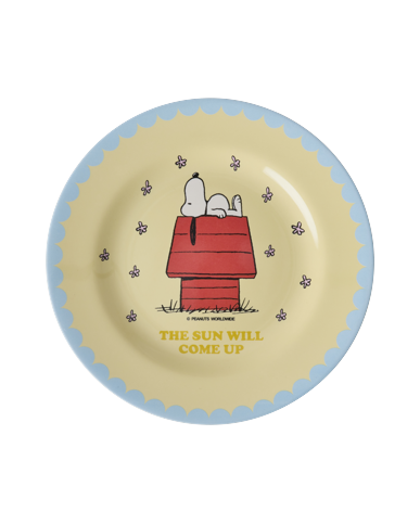 Rice - Melamine Side Plate - Cream Snoopy Print - Cream and Yellow