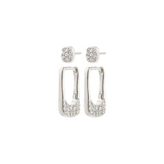 PILGRIM - INSTANT Earrings 2-in-1 Set - Silver-Plated - 5mm / 15mm