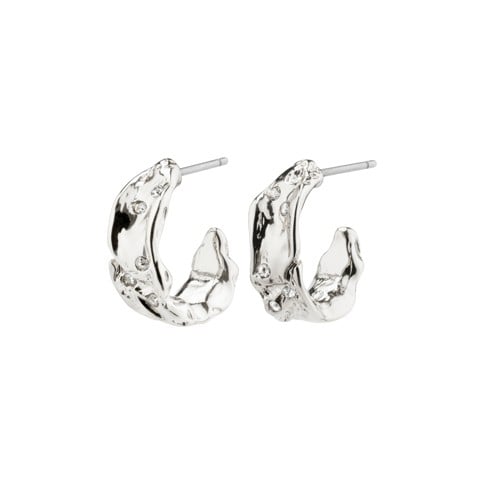 PILGRIM - SOL Crystal Semi-Hoop Earrings - Silver-Plated - 15 mm