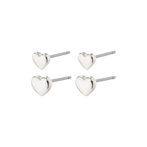 PILGRIM - AFRODITTE Heart Earrings 2-in-1 Set - Silver-Plated - 5 mm / 6 mm