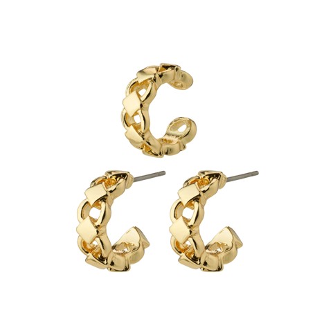 PILGRIM - DESIREE Hoop and Cuff Earrings - Gold-Plated - 15 mm