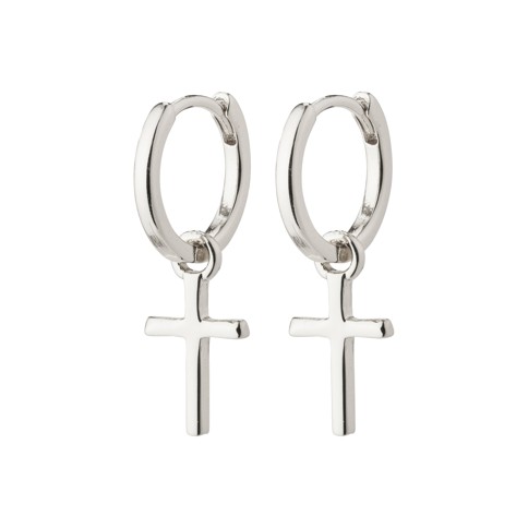 PILGRIM - DAISY Cross Hoops - Silver Plated - 2.5 cm