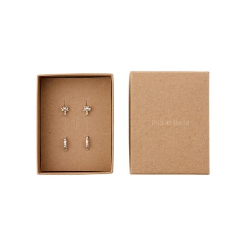 PILGRIM - PIPER Gift Set, Earrings 2-in-1 Set - Silver-Plated - Measures 8 / 12 mm