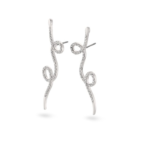 PILGRIM - EBBA Crystal Snake Earrings - Silver-Plated - 4.5 cm